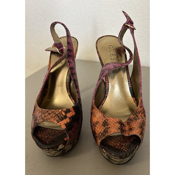 Guess Multicolored Vinyl Stiletto Snake Skin High Heels Shoes Dress Size 6.5 M - Picture 1 of 7